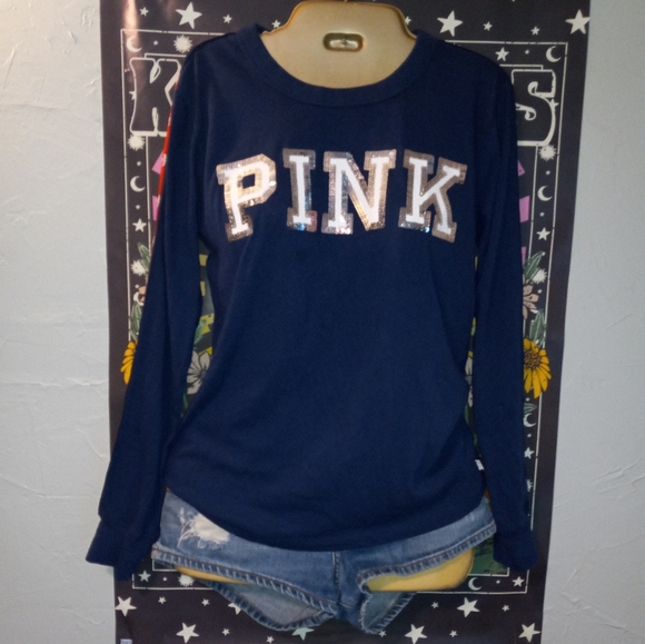 Victoria's Secret PINK Long Sleeve Bling Logo Tee - Picture 2 of 7